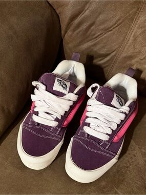 Vans  Knu Skool Stacked Platform Purple and Pink Low-Top Skate Sneakers